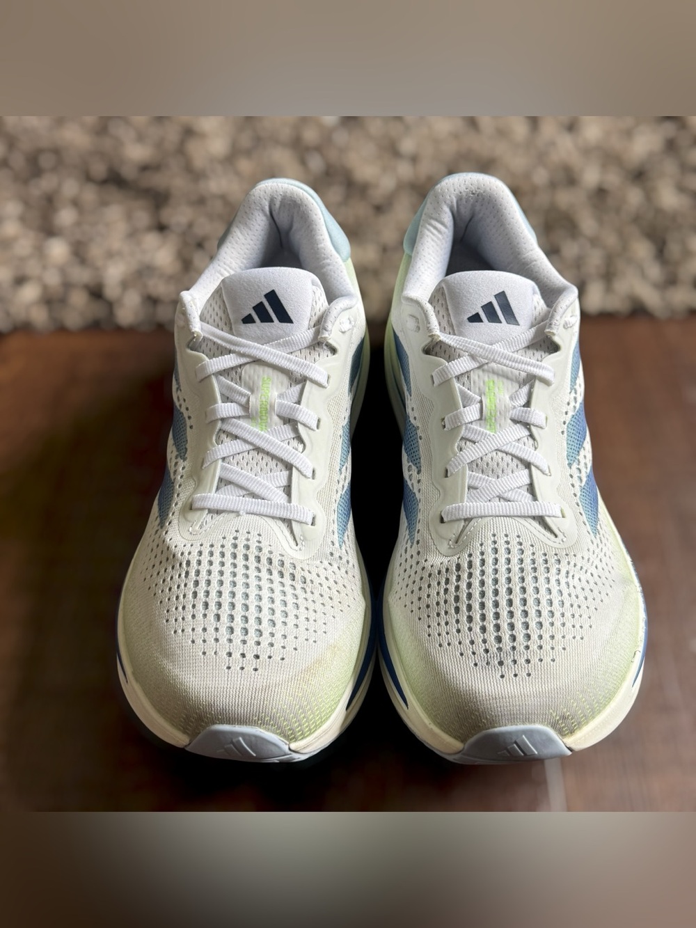 ADIDAS Supernova Rise Lightweight Running Sneakers - White, Blue & Lime - Picture 5 of 14